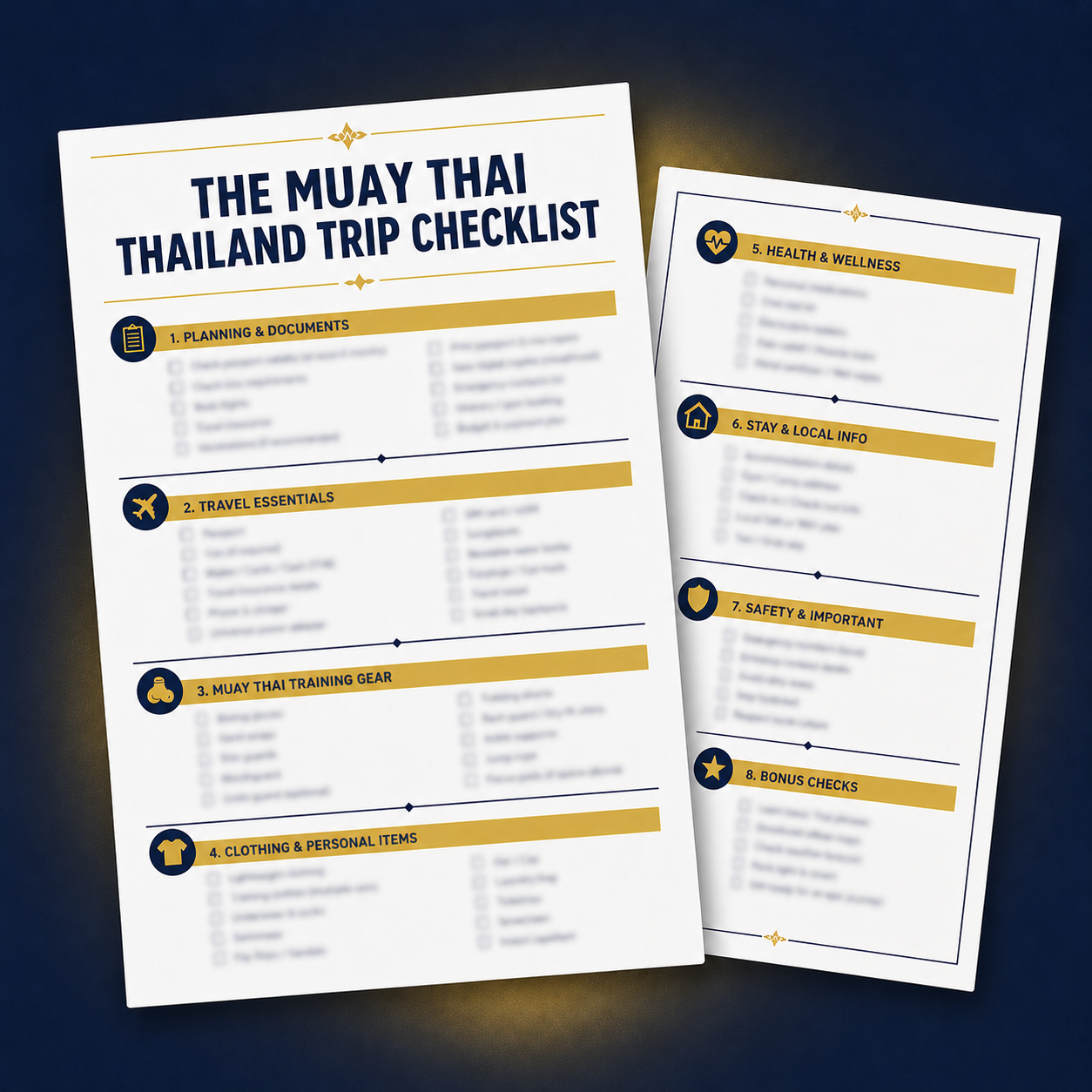 Free Muay Thai Thailand Trip Checklist