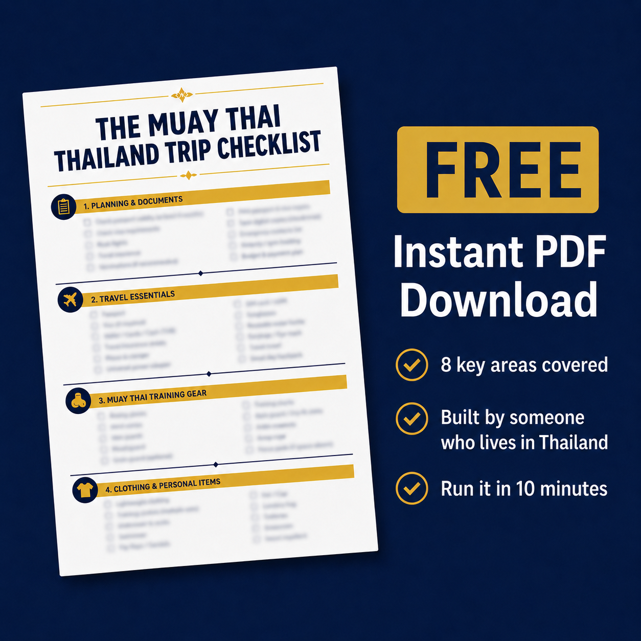 Free Muay Thai Thailand Trip Checklist