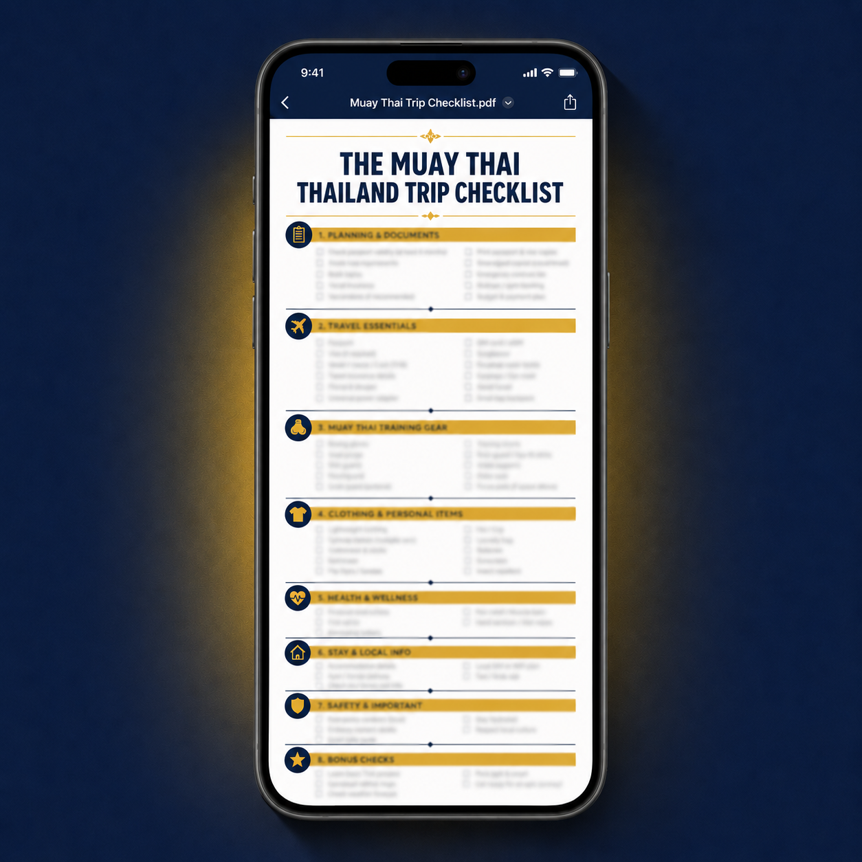 Free Muay Thai Thailand Trip Checklist