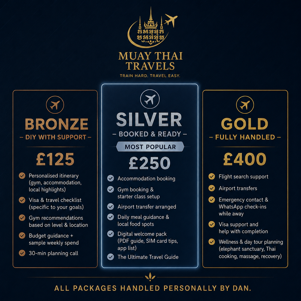 Muay Thai Thailand Trip Planning — Bronze, Silver & Gold Packages